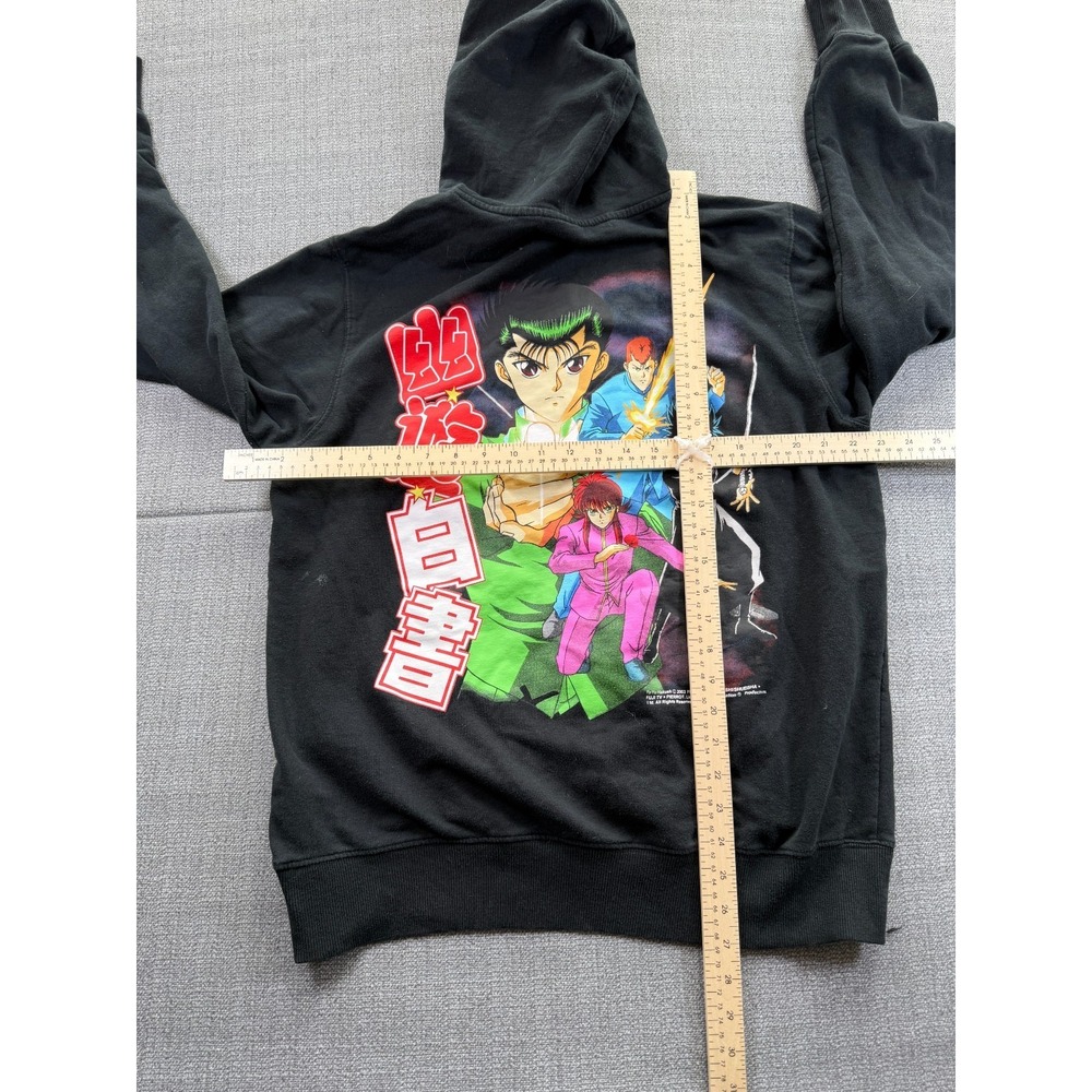 Yu Yu Hakusho Animation Japanese Hoodie Mens L Black Graphic Cotton Fleece Lined - Picture 6 of 6